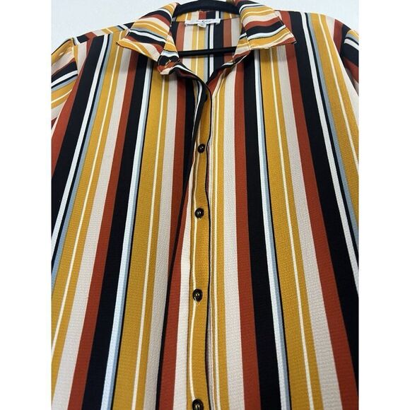 Moa Moa Vintage Striped Textured Multicolored Long Sleeve Button Up Blouse 3X - Picture 10 of 13